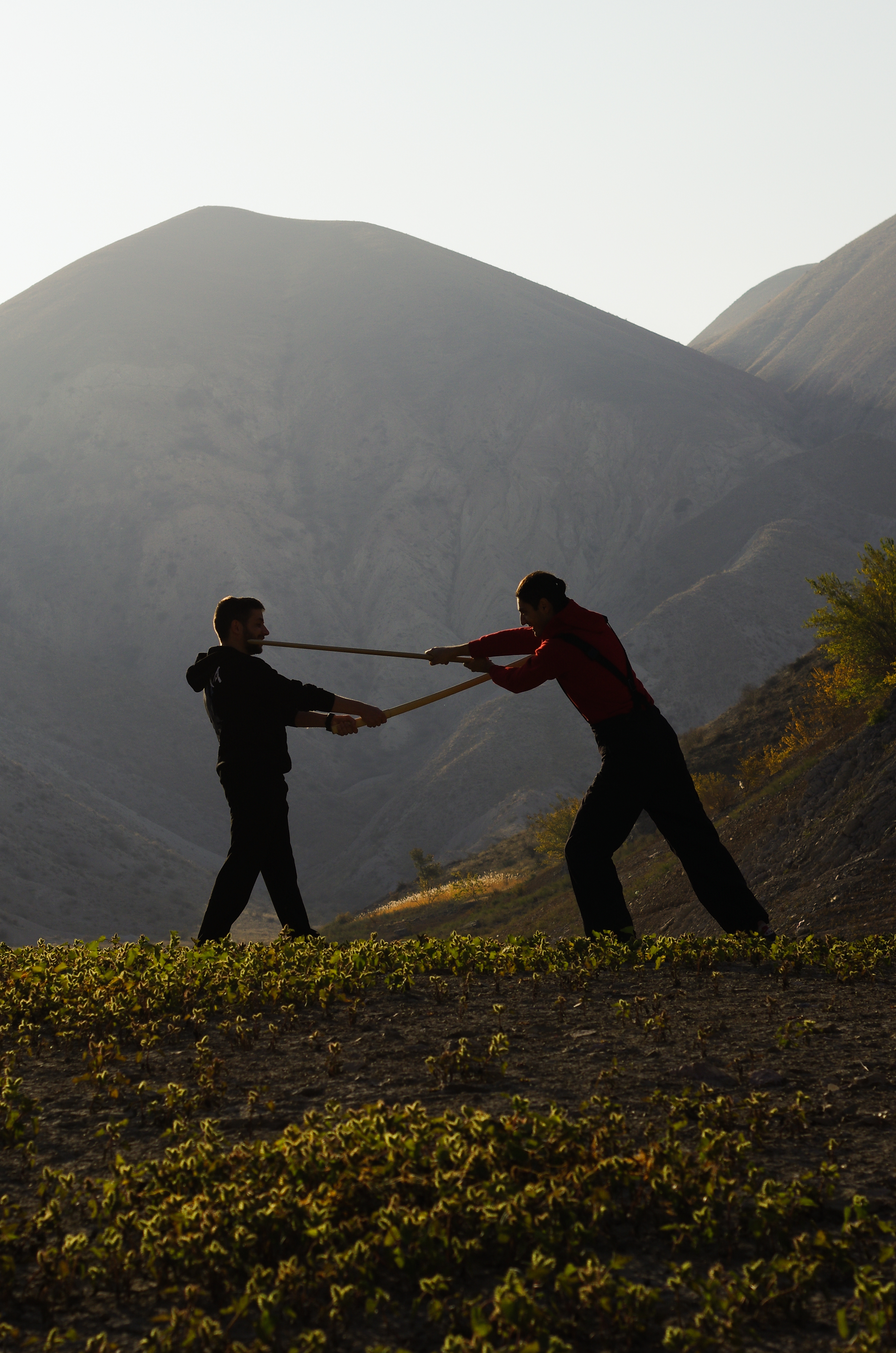 Hikers negotiating an unexpectedly awkward section of trail